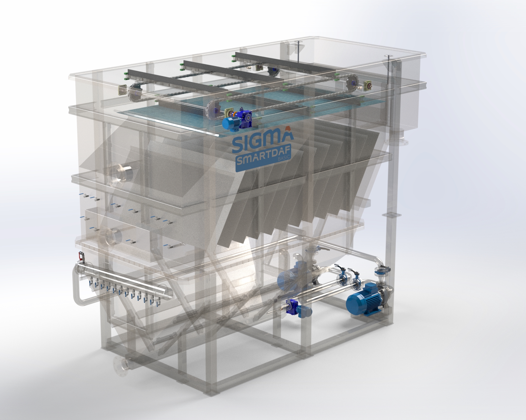 A rendered image of Sigma DAF FPBC flotation system